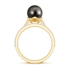Rosec Jewels-Elegant Wedding Ring Set with 9.75 CT Tahitian Pearl and Moissanite