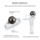 Rosec Jewels-Designer Tahitian Black Pearl Wedding Ring Set with Moissanite