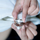 Rosec Jewels-Cultured 7.4 Carat Freshwater Pearl Engagement Ring with Moissanite