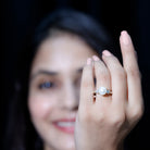 Rosec Jewels-Cultured 7.4 Carat Freshwater Pearl Engagement Ring with Moissanite