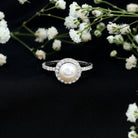 Cultured 7.4 Carat Freshwater Pearl Diamond Engagement Ring with Halo AAA - Rosec Jewels