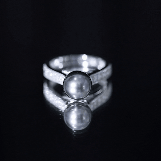 Rosec Jewels-Natural Tahitian Pearl Cathedral Engagement Ring with Diamond Side Stones