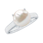 Rosec Jewels-Freshwater Pearl Solitaire with Diamond Ring