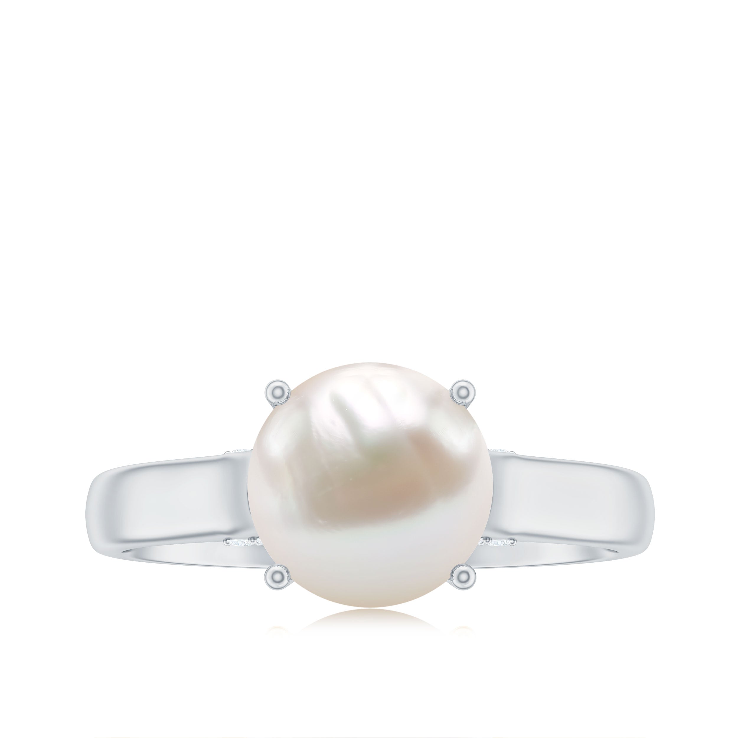 Rosec Jewels-Freshwater Pearl Solitaire with Diamond Ring