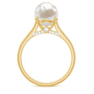 Rosec Jewels-Freshwater Pearl Solitaire with Diamond Ring