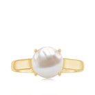Rosec Jewels-Freshwater Pearl Solitaire with Diamond Ring