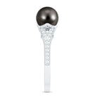 8 CT Tahitian Black Pearl Cathedral Engagement Ring with Diamonds AAA - Rosec Jewels