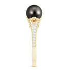 8 CT Tahitian Black Pearl Cathedral Engagement Ring with Diamonds AAA - Rosec Jewels