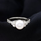 Exuberant Freshwater Pearl and Diamond Engagement Ring Freshwater Pearl - ( AAA ) - Quality - Rosec Jewels