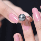 7.5 Carat Tahitian Black Pearl Engagement Ring with Split Shank AAA - Rosec Jewels