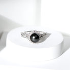 Rosec Jewels-Real Tahitian Pearl and Diamond Crossover Engagement Ring