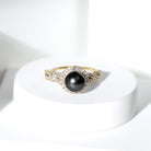 Rosec Jewels-Real Tahitian Pearl and Diamond Crossover Engagement Ring