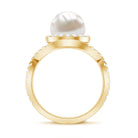 7.4 Carat Freshwater Pearl Engagement Ring with Moissanite Crossover Shank AAA - Rosec Jewels