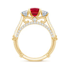 Rosec Jewels-Lab Grown Ruby Vintage Looking Engagement Ring With Certificate