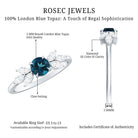 London Blue Topaz Minimal Engagement Ring With Diamond AAA - Rosec Jewels