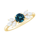 London Blue Topaz Minimal Engagement Ring With Diamond AAA - Rosec Jewels