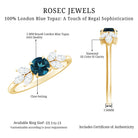 London Blue Topaz Minimal Engagement Ring With Diamond AAA - Rosec Jewels
