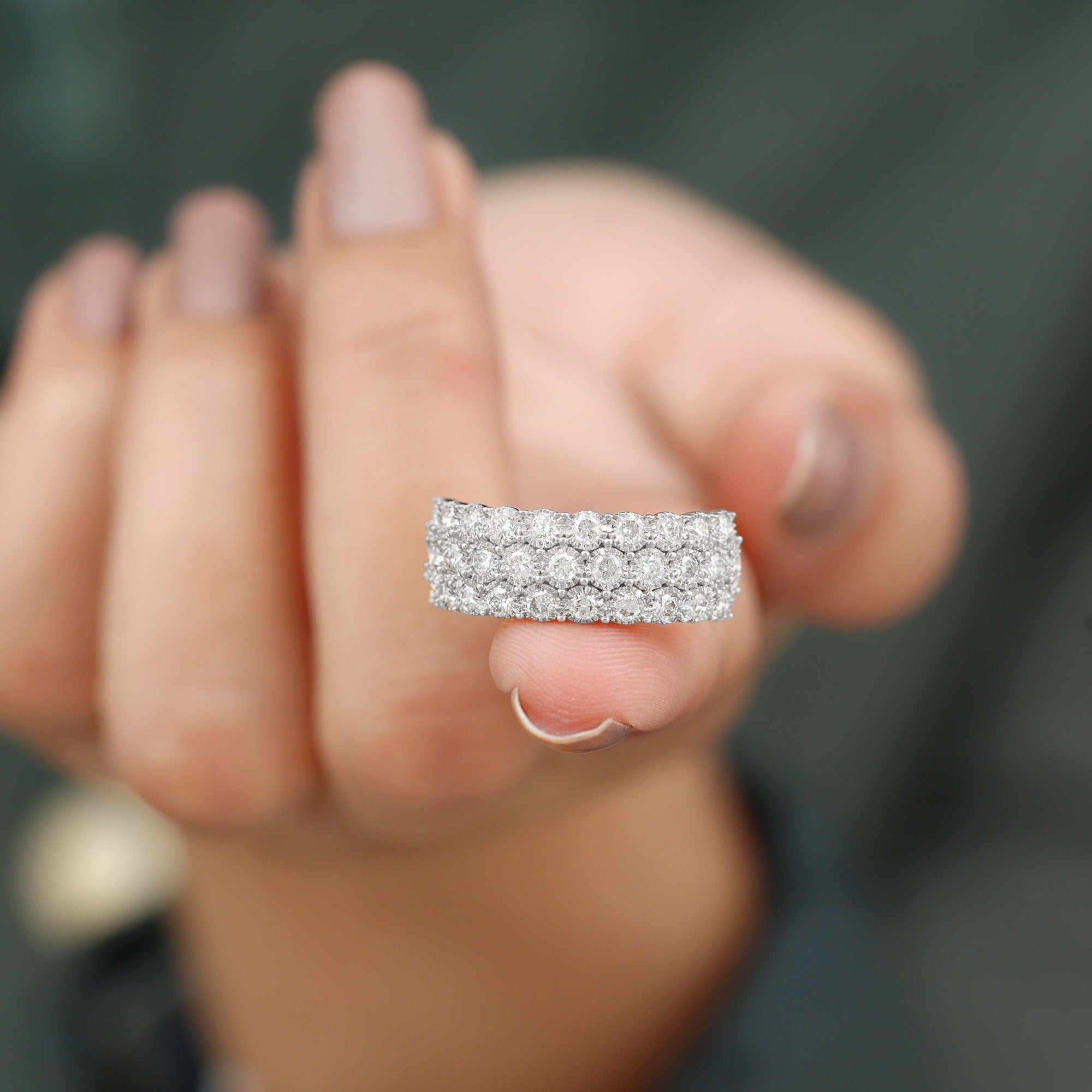 Three row diamond wedding band on sale