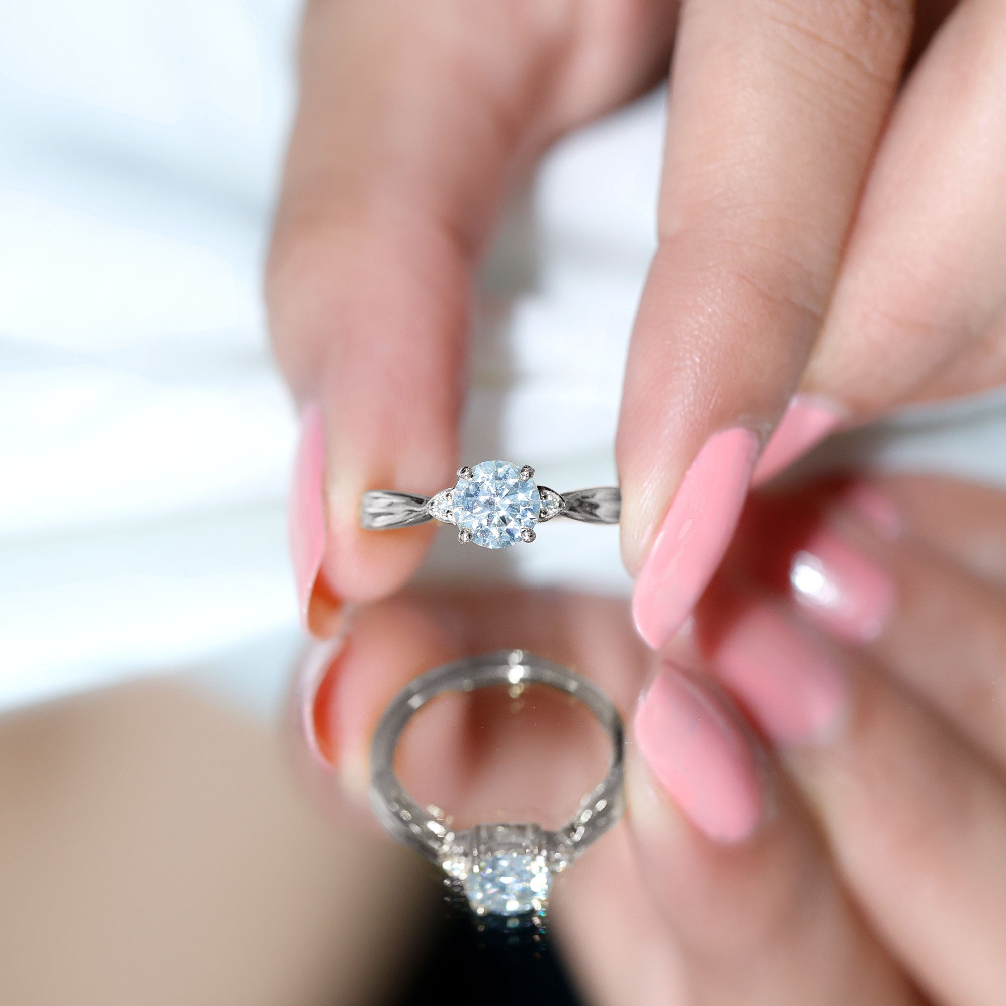 Round Moissanite Solitaire Engagement Ring for Her D-VS1 - Rosec Jewels
