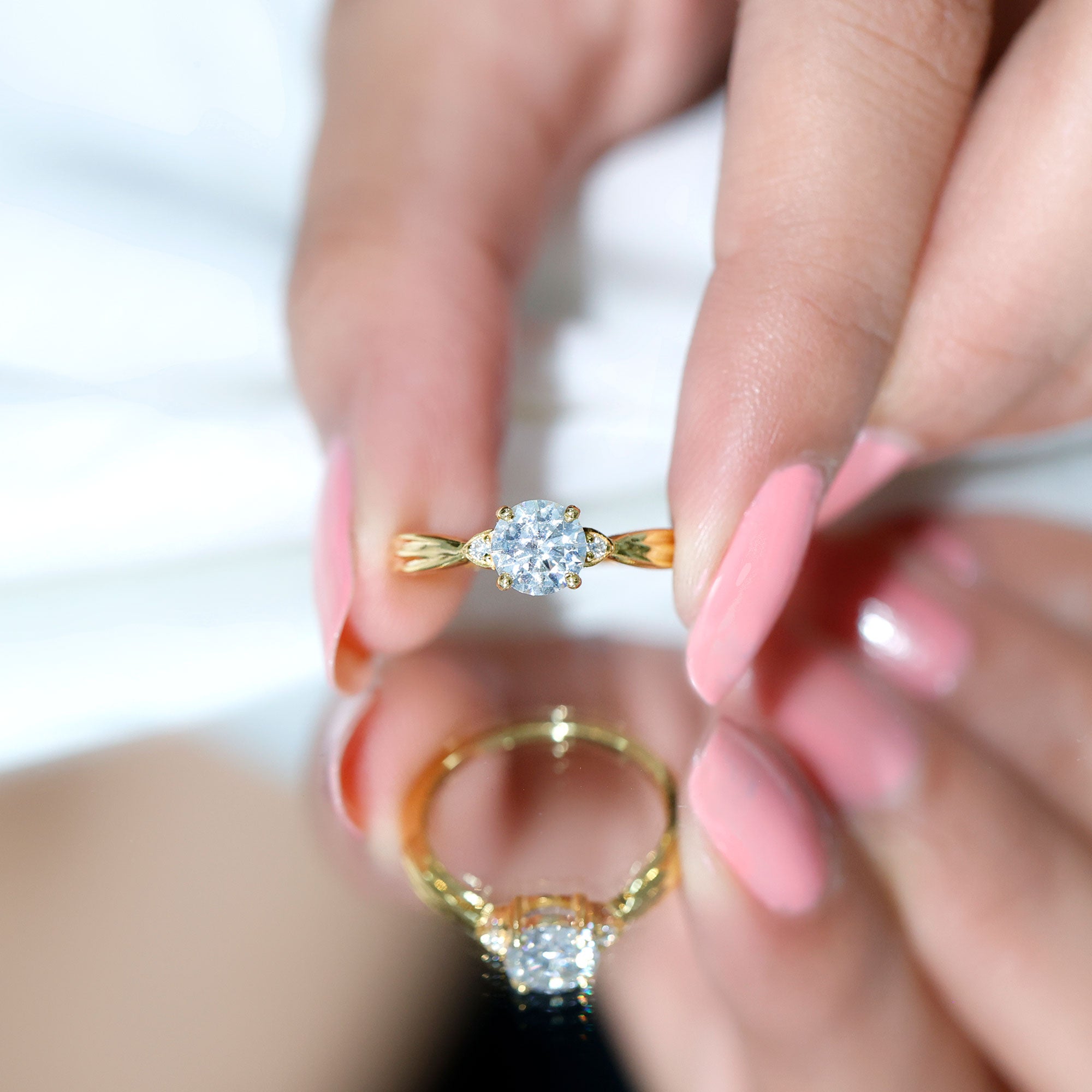 Round Moissanite Solitaire Engagement Ring for Her D-VS1 - Rosec Jewels