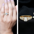 Certified Emerald Cut Moissanite Solitaire Engagement Ring for Women D-VS1 - Rosec Jewels