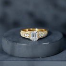 Certified Emerald Cut Moissanite Solitaire Engagement Ring for Women D-VS1 - Rosec Jewels
