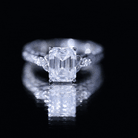 7X9 mm Emerald Cut Moissanite Solitaire Celtic Ring with Engraved Shank D-VS1 - Rosec Jewels