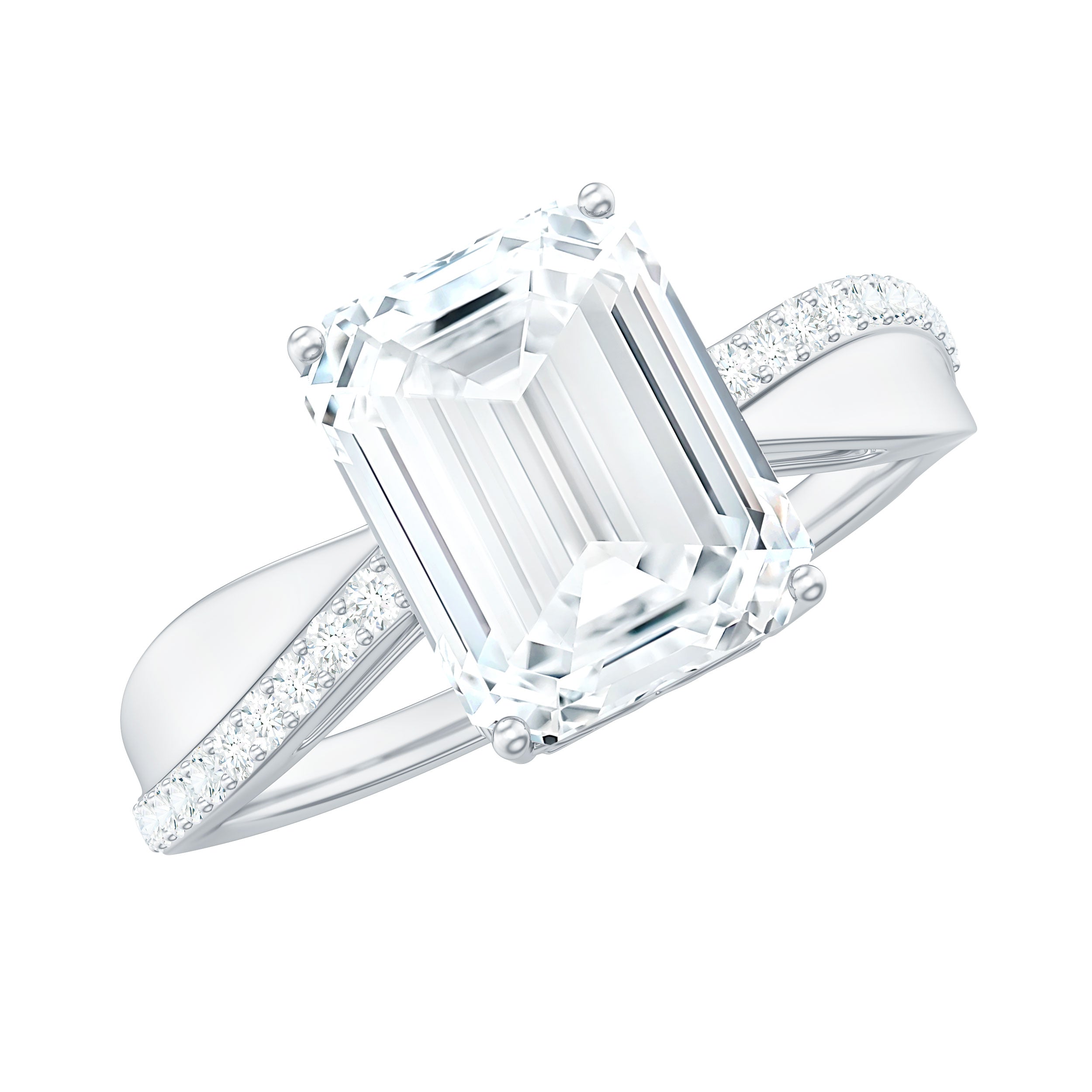 7x9mm Emerald Cut Moissanite Solitaire Classic Engagement Ring