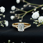 Emerald Cut Moissanite Solitaire Engagement Ring with Split Shank D-VS1 - Rosec Jewels
