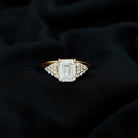 Certified Moissanite Solitaire Emerald Cut Engagement Ring with Side Stones Moissanite - ( D-VS1 ) - Color and Clarity - Rosec Jewels