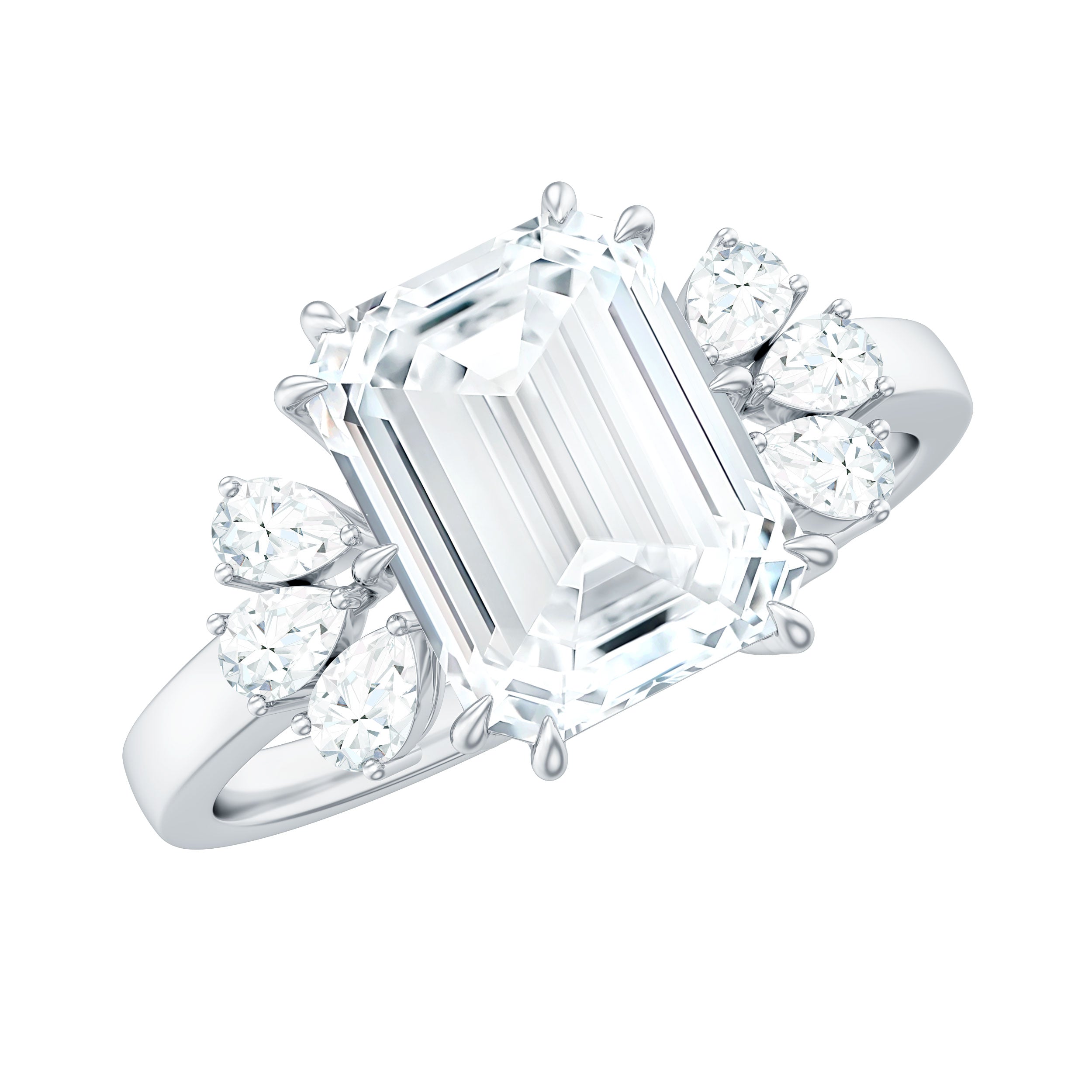 7x9mm Emerald Cut Moissanite Solitaire Engagement Ring For Women