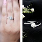 Certified Brilliant Cut Moissanite Solitaire Promise Ring with Bypass Shank D-VS1 - Rosec Jewels