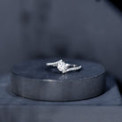 Certified Brilliant Cut Moissanite Solitaire Promise Ring with Bypass Shank D-VS1 - Rosec Jewels