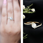 Certified Brilliant Cut Moissanite Solitaire Promise Ring with Bypass Shank D-VS1 - Rosec Jewels