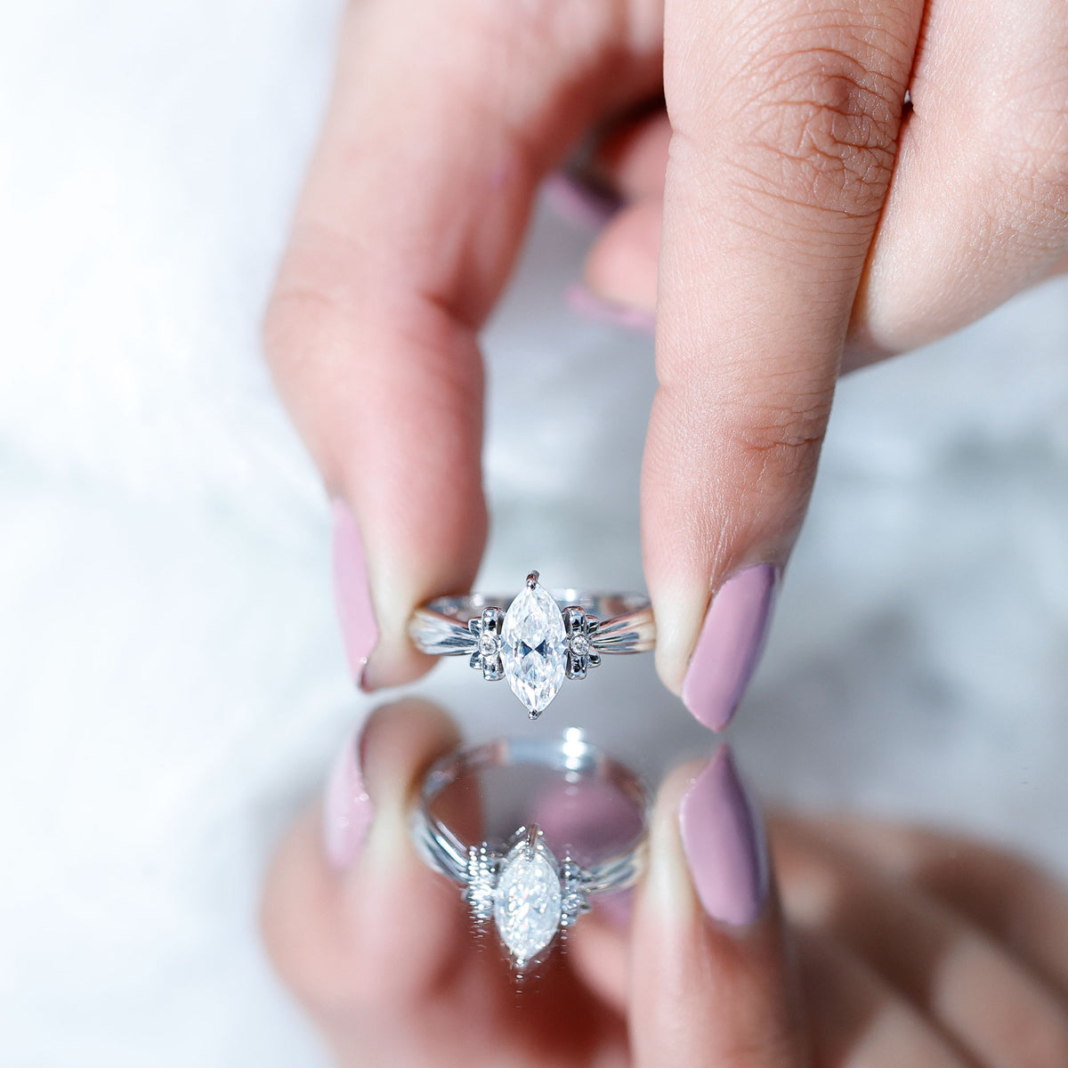 1 Carat Brilliant Cut Certified Moissanite Statement Ring D-VS1 - Rosec Jewels