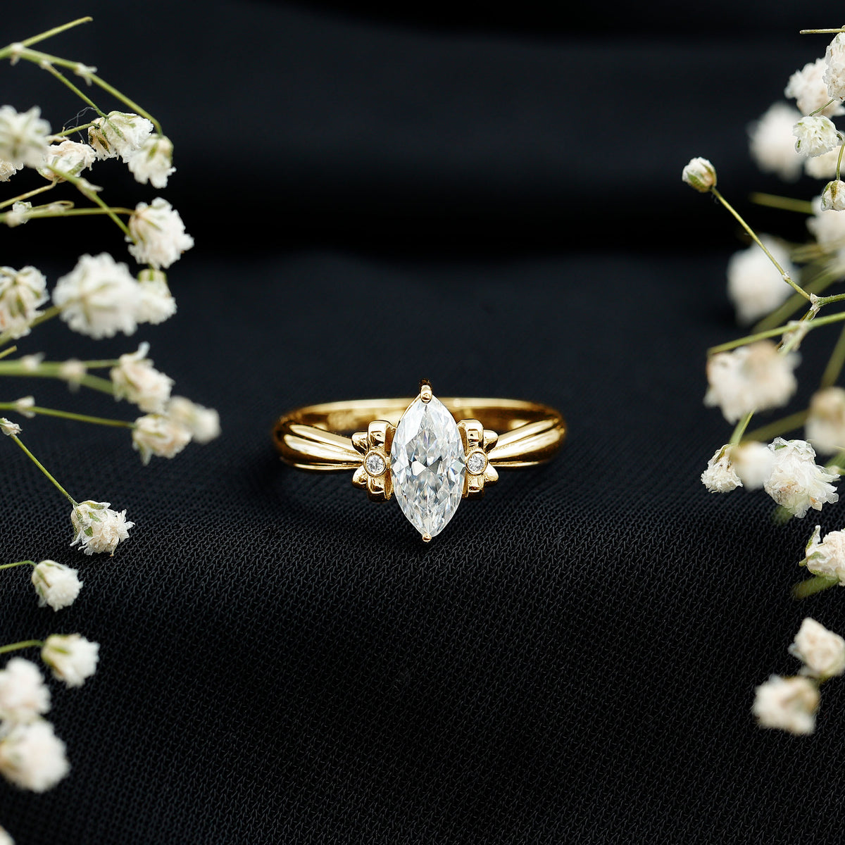 1 Carat Brilliant Cut Certified Moissanite Statement Ring D-VS1 - Rosec Jewels