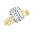 Certified Emerald Cut Moissanite Huge Engagement Ring D-VS1 - Rosec Jewels