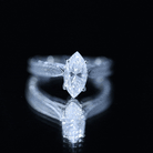 1 Carat Moissanite Marquise Engagement Ring with Leaf Engraved Shank D-VS1 - Rosec Jewels
