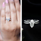 1 Carat Moissanite Marquise Engagement Ring with Leaf Engraved Shank D-VS1 - Rosec Jewels