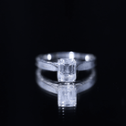 7x9mm Emerald Cut Certified Moissanite Vintage Inspired Engagement Ring D-VS1 - Rosec Jewels