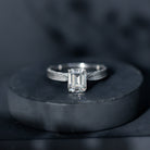 7x9mm Emerald Cut Certified Moissanite Vintage Inspired Engagement Ring D-VS1 - Rosec Jewels