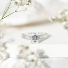 7x9mm Emerald Cut Certified Moissanite Vintage Inspired Engagement Ring D-VS1 - Rosec Jewels