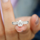 Claw Set Pear Shape Moissanite Engagement Ring D-VS1 - Rosec Jewels