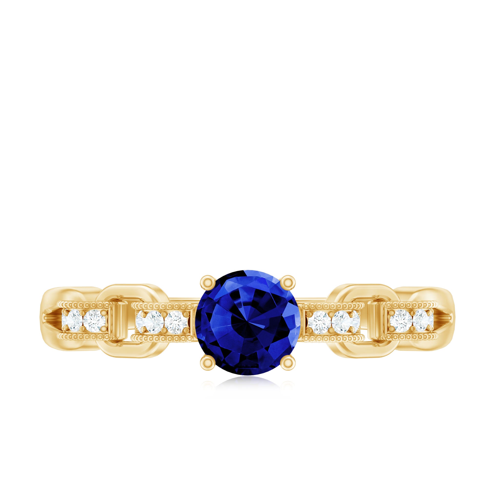 Certified 0.6 Carat Lab Grown Blue Sapphire Promise Ring with Diamond for Women AAAA - Rosec Jewels