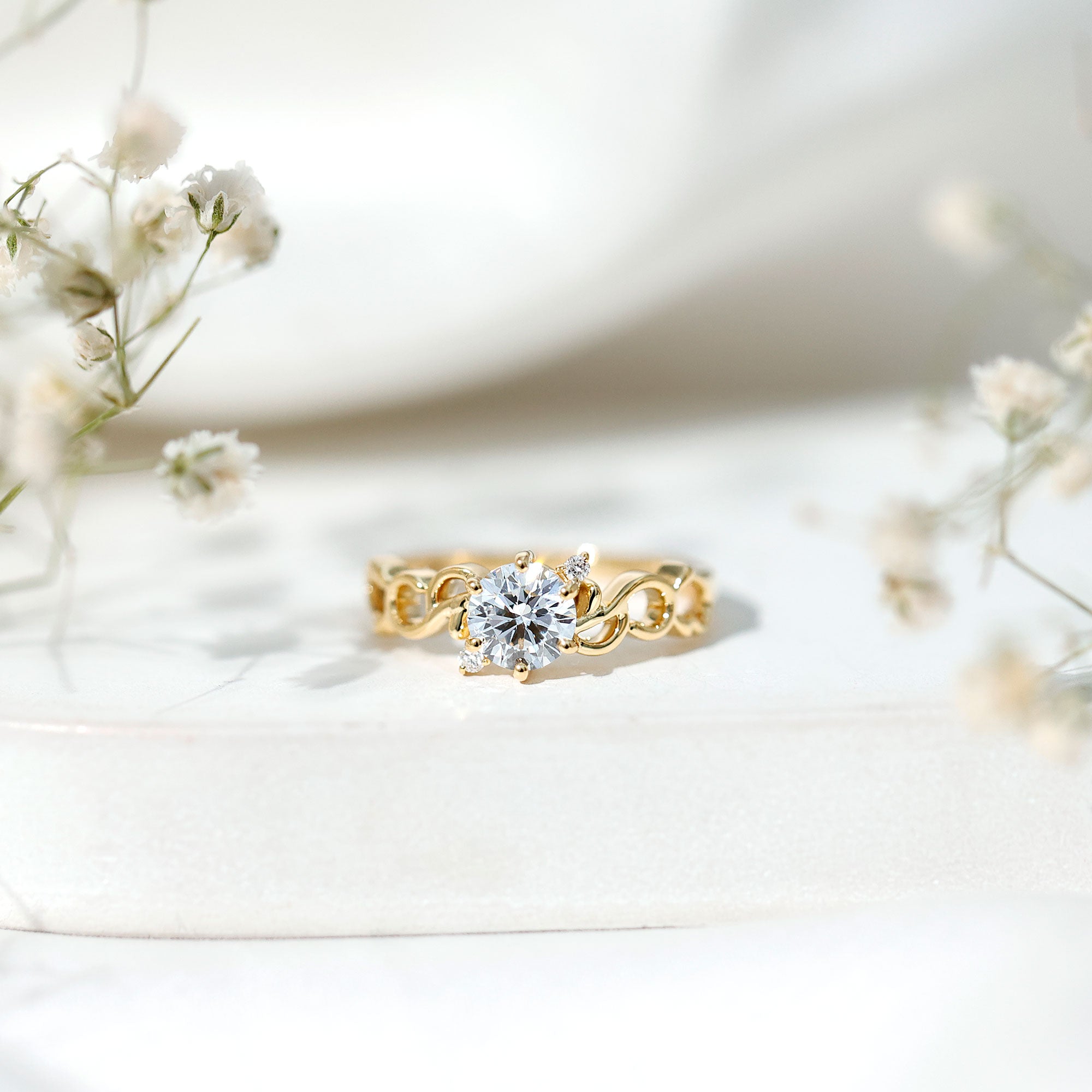 Lab Grown Diamond Art Deco Engagement Ring Lab - ( EF-VS ) - Rosec Jewels