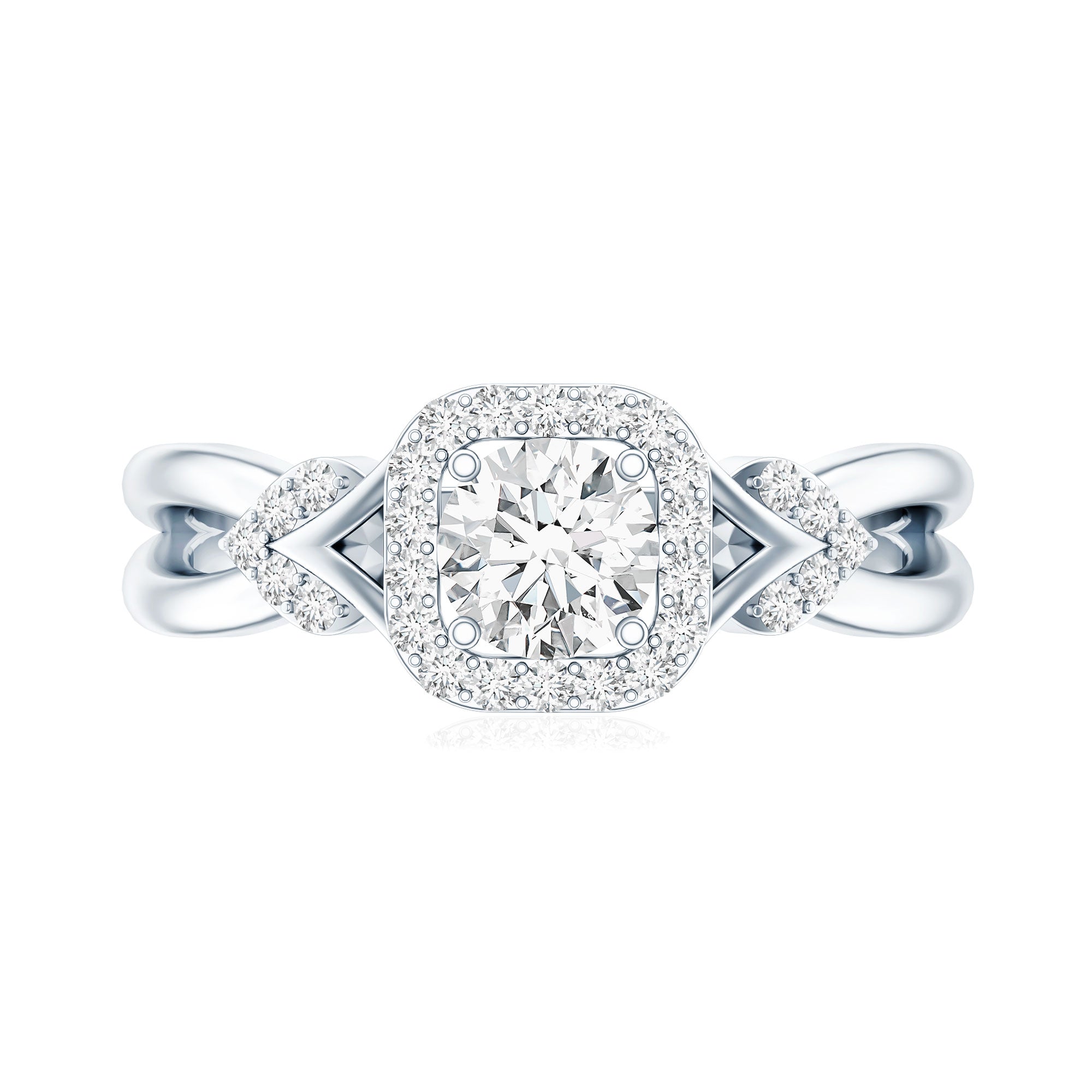 Lab Grown Diamond Halo Engagement Ring Lab - ( EF-VS ) - Rosec Jewels