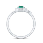Nature Inspired Lab Grown Emerald Promise Ring with Diamond Halo AAAA - Rosec Jewels