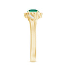 Nature Inspired Lab Grown Emerald Promise Ring with Diamond Halo AAAA - Rosec Jewels