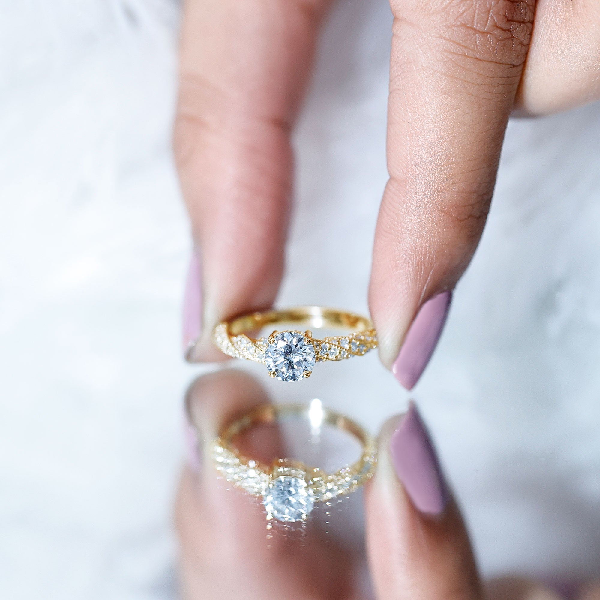 Round Shape Lab Grown Diamond Solitaire Engagement Ring Lab - ( EF-VS ) - Rosec Jewels