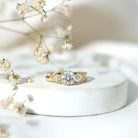 Lab Grown Diamond Round Engagement Ring With Side Stone Lab - ( EF-VS ) - Rosec Jewels